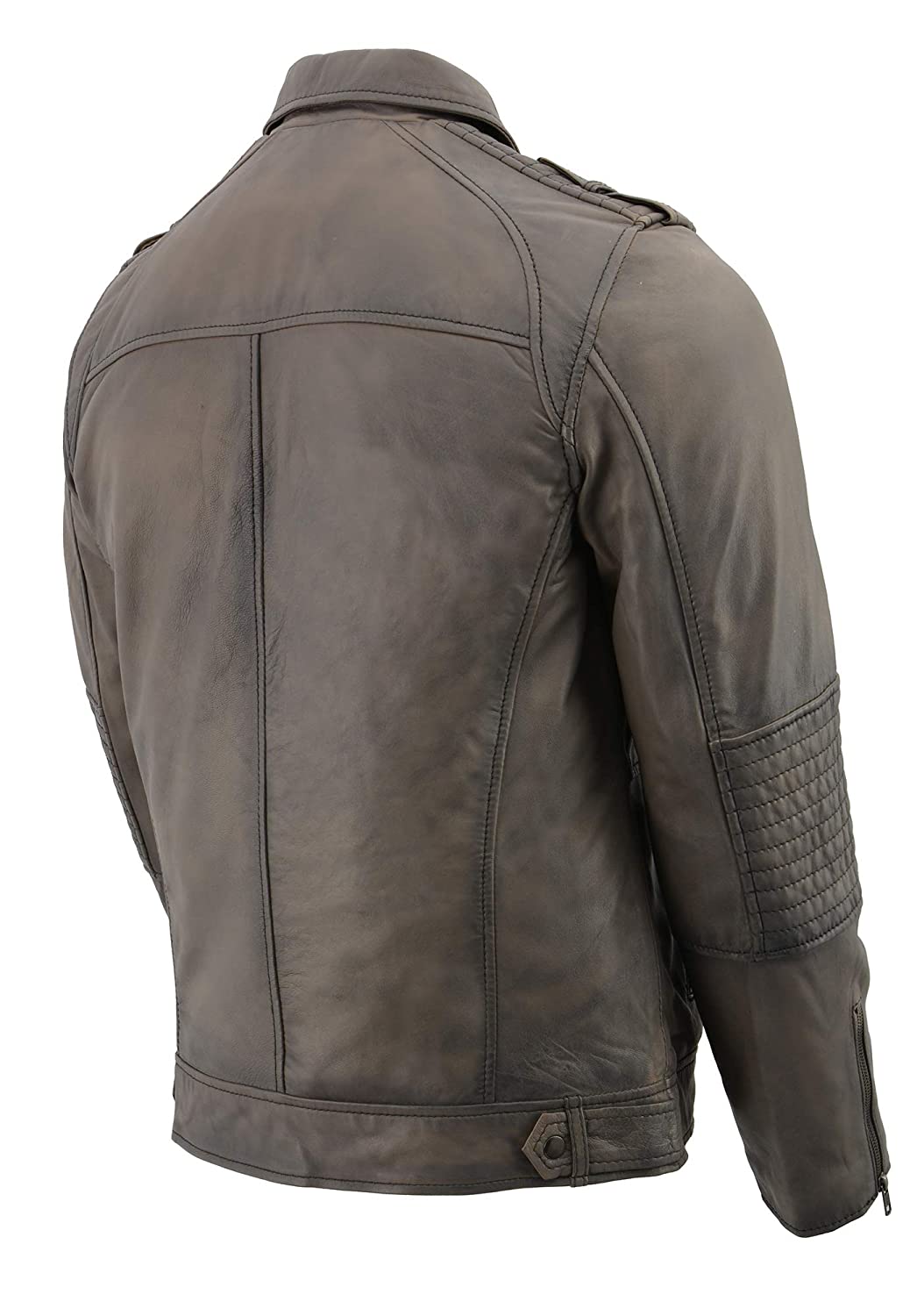 Milwaukee Leather SFM1810 Men's Anthracite Patch Pocket Lambskin Leather Jacket