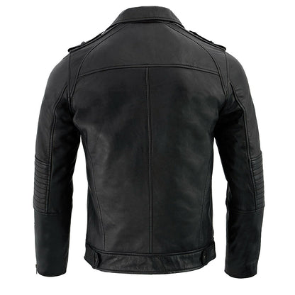 Milwaukee Leather SFM1810 Men's Black Lamsbkin Patch Pocket Leather Jacket