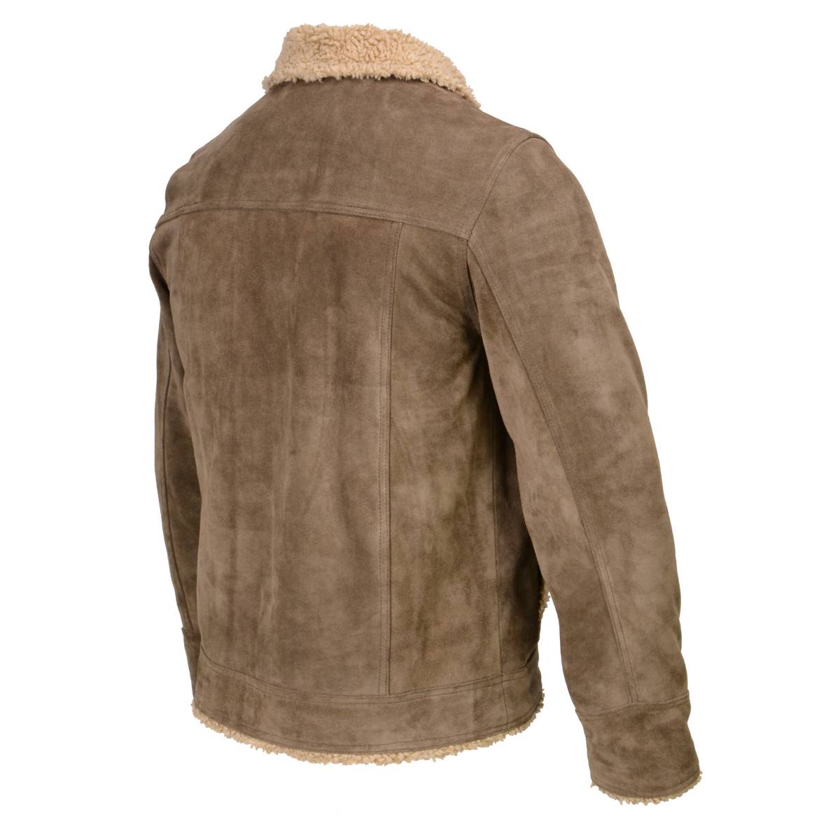 Milwaukee Leather Vintage SFM1811 Men's Classic Taupe Suede Leather Fashion Coat Jacket w/ Plush Sherpa Inside Lining