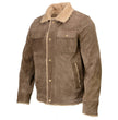 Milwaukee Leather Vintage SFM1811 Men's Classic Taupe Suede Leather Fashion Coat Jacket w/ Plush Sherpa Inside Lining