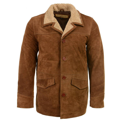 Milwaukee Leather Vintage SFM1819 Men's Western Style Long Brown Suede Leather Fashion Coat Jacket