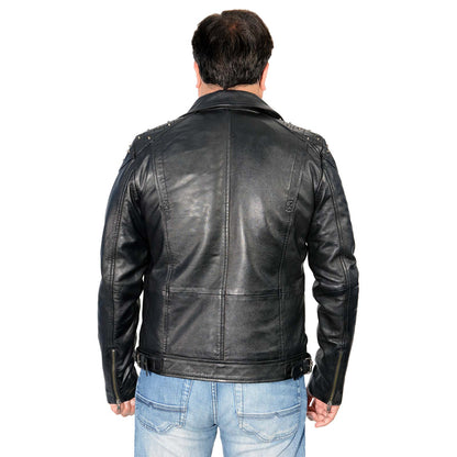 Milwaukee Leather Men's Studded Black Leather Fashion Motorcycle Style Jacket SFM1825