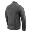 Milwaukee Leather SFM1830 Men's 'Cafe Racer' Triple Stitch Black and Grey Leather Jacket