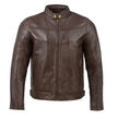 Milwaukee Leather SFM1835 Men's Brown ‘Cafe Racer’ Leather Jacket with Snap Button Collar