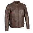 Milwaukee Leather SFM1840 Men's 'Quilted' Brown Leather Fashion Jacket with Snap Button Collar