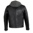 Milwaukee Leather Men's Black Fashion Casual Leather Jacket with Removable Hoodie SFM1845
