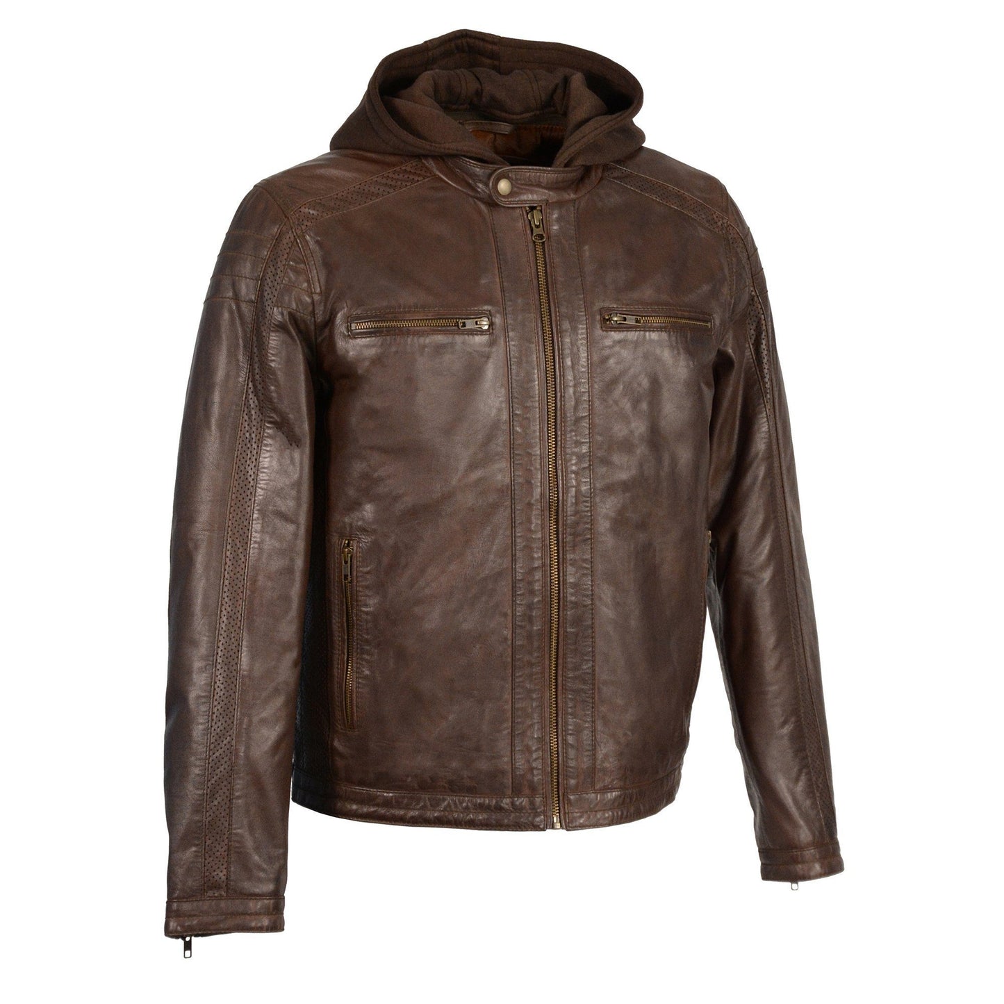 Milwaukee Leather SFM1845 Men's Brown Fashion Casual Leather Jacket with Removable Hoodie