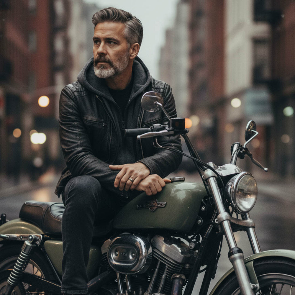 Milwaukee Leather SFM1846 Men's Black Fashion Casual Leather Jacket with Removable Hoodie