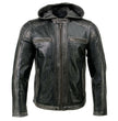 Milwaukee Leather SFM1846 Men's Black Fashion Casual Leather Jacket with Removable Hoodie