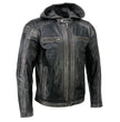 Milwaukee Leather SFM1846 Men's Black Fashion Casual Leather Jacket with Removable Hoodie