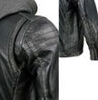 Milwaukee Leather SFM1846 Men's Black Fashion Casual Leather Jacket with Removable Hoodie