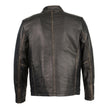 Milwaukee Leather SFM1855 Men's Black Brown Leather Moto Racer Jacket with Throat Latch