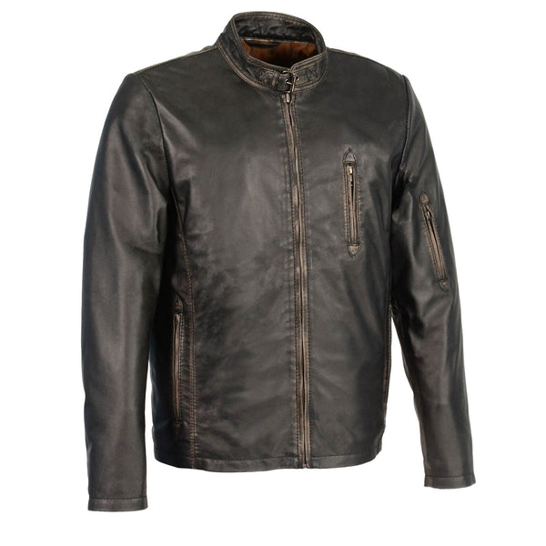 Milwaukee Leather SFM1855 Men's Black Brown Leather Moto Racer Milwaukee Leather SFM1855 Men's Black Brown Leather Moto Racer