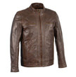 Milwaukee Leather Men's Broken Brown Leather Jacket with Front Zipper Closure SFM1860