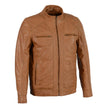 Milwaukee Leather Men's Saddle Color Lambskin Motorcycle Fashion Leather Jacket SFM1860