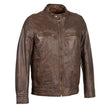 Milwaukee Leather SFM1865 Men's Broken Brown Leather Jacket with Front Zipper Closure