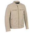 Milwaukee Leather SFM1865 Men's Linen Cafe Racer Leather Jacket with Front Zipper Closure