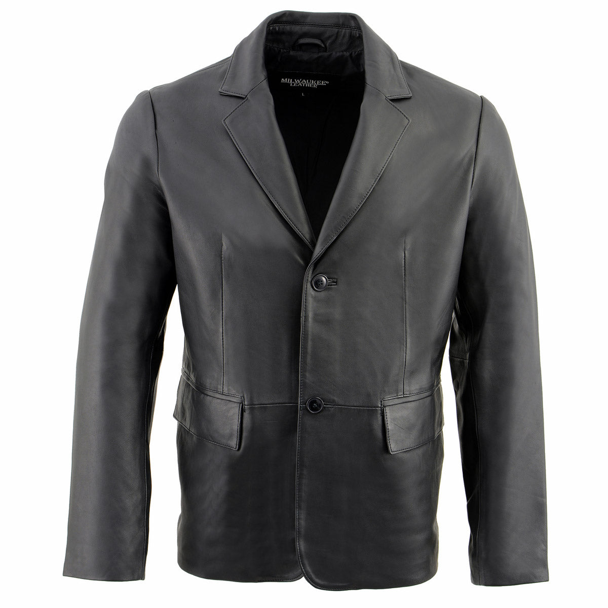 Milwaukee Leather SFM1880 Men's Black 2-Button Closure Car Coat Blazer Leather Jacket - Black / Large Milwaukee Leather SFM1880 Men's Black 2-Button Closure Car Coat Blazer Leather Jacket - Black / Large