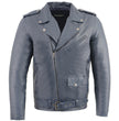 Milwaukee Leather SFM1890 Men's Blue Leather Classic Moto Leather Jacket