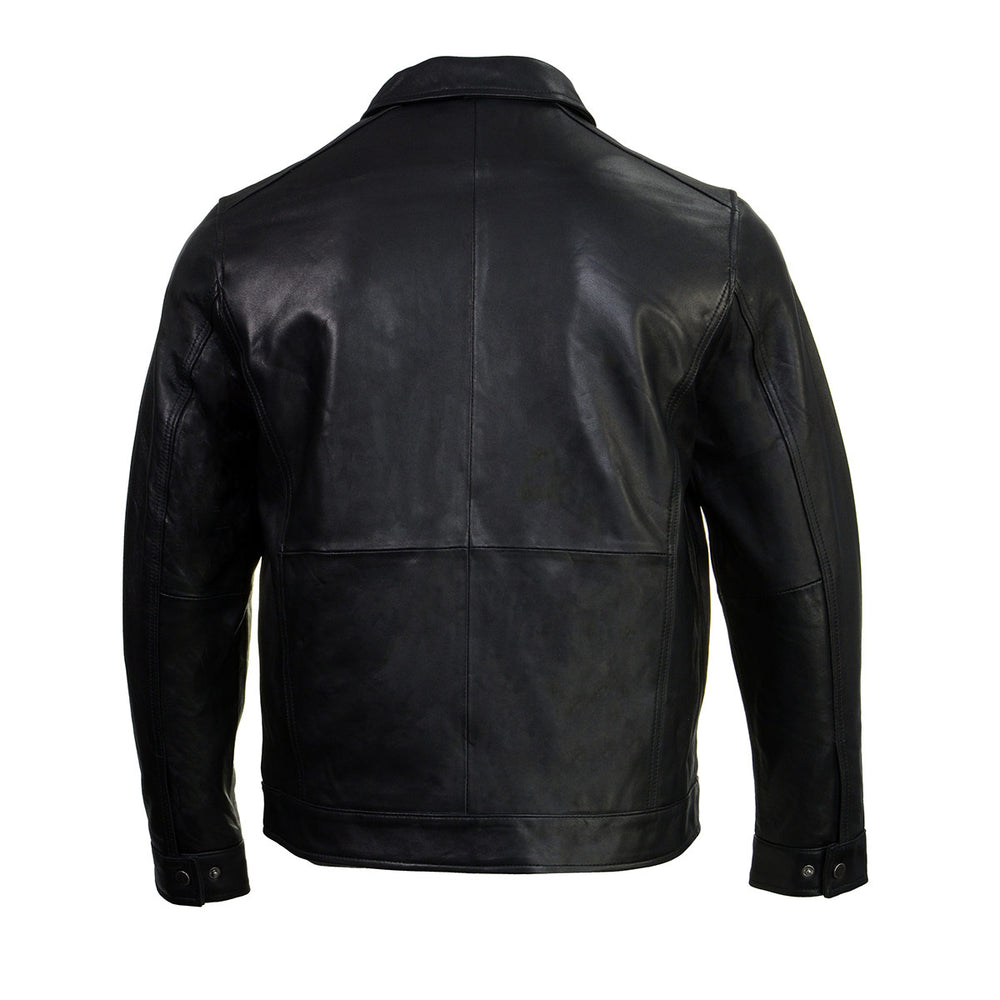Men's Black New Zealand Lamb Leather Fashion Car Coat Jacket SFM1899