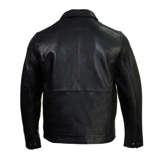 Men's Black New Zealand Lamb Leather Fashion Car Coat Jacket SFM1899