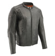 Milwaukee Leather SH1010 Men's 'Scooter' Black Vented Motorcycle Leather Jacket with Side Laces in Tall Sizes