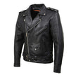 Milwaukee Leather SH1011 Men's Classic Brando Premium Leather Black Motorcycle Riders Leather Jacket w/ Side Laces
