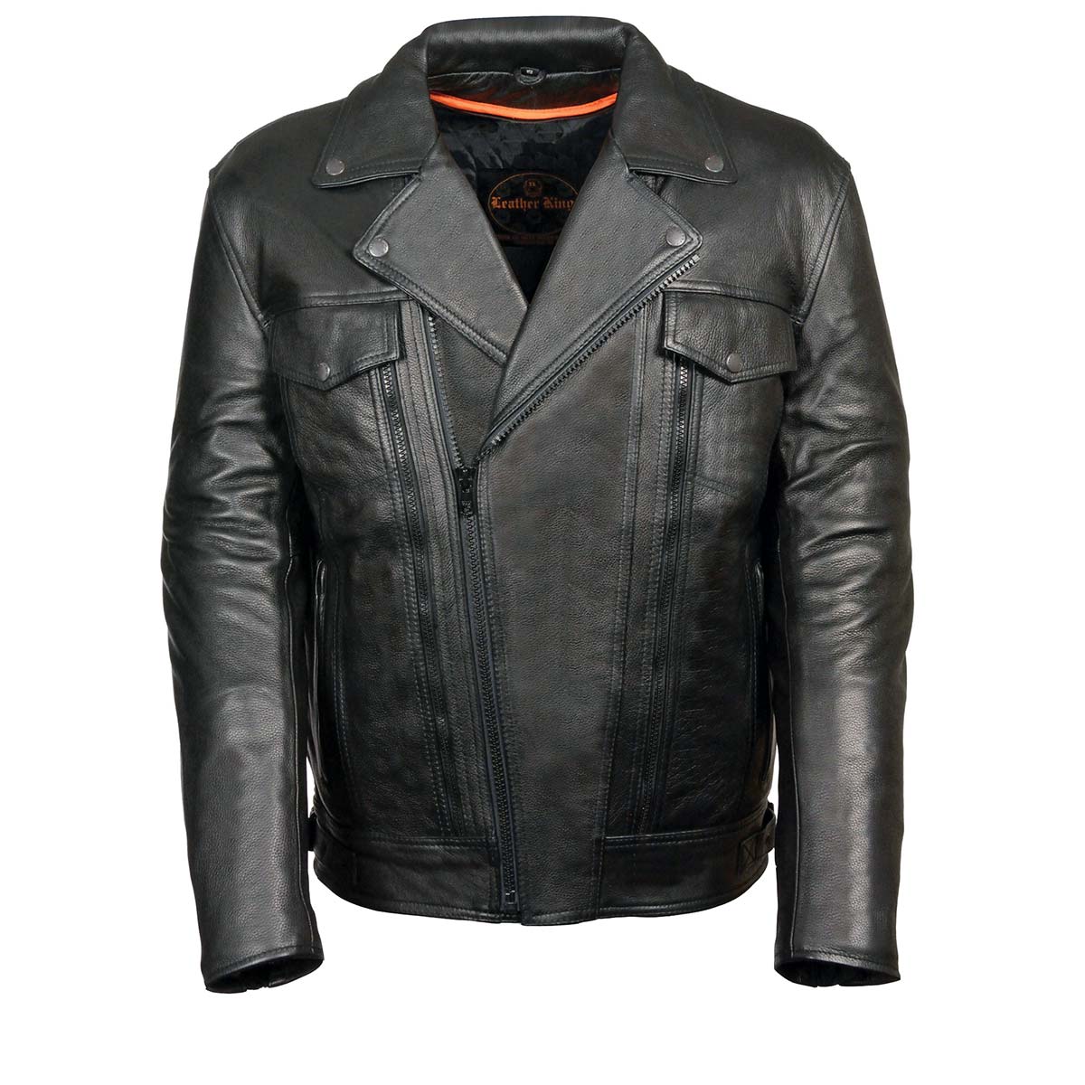 Leather King SH1018 Men's ‘Pistol Pete’ Motorcycle Jacket with Utility Pocket