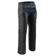 Milwaukee Leather Chaps for Men's Black Leather Slash Pocket- Snap Out Thermal Lined Motorcycle Riders Chap- SH1103