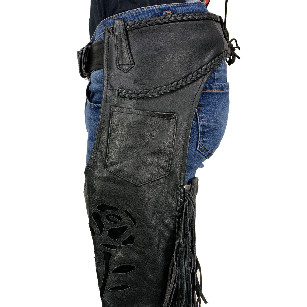 Milwaukee Leather SH1116 Women's Classic Braided & Fringed Black