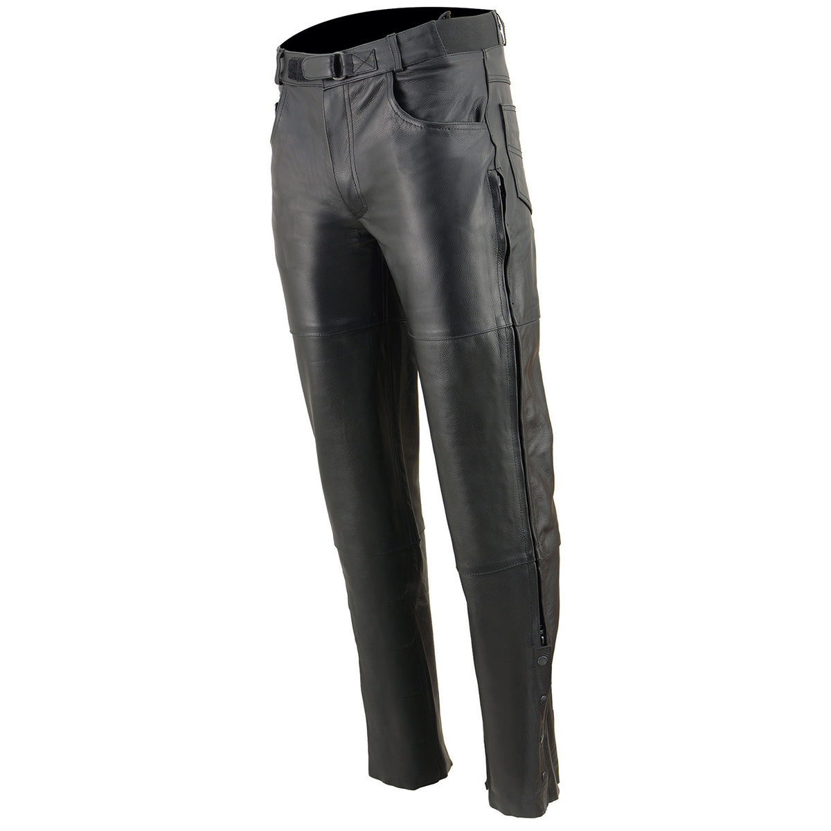 Milwaukee Leather SH1150 Men's Black Leather Motorcycle Over Pants with Jean Style Pockets