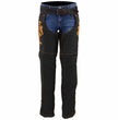 Milwaukee Leather SH1182 Women's Black with Orange Textile Motorcycle Riding Chaps with Tribal Embroidery