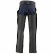Milwaukee Leather Chaps for Men's Black Prime Leather Zipped Thigh Pocket-Mesh Lined Motorcycle Rider Chap-SH1190