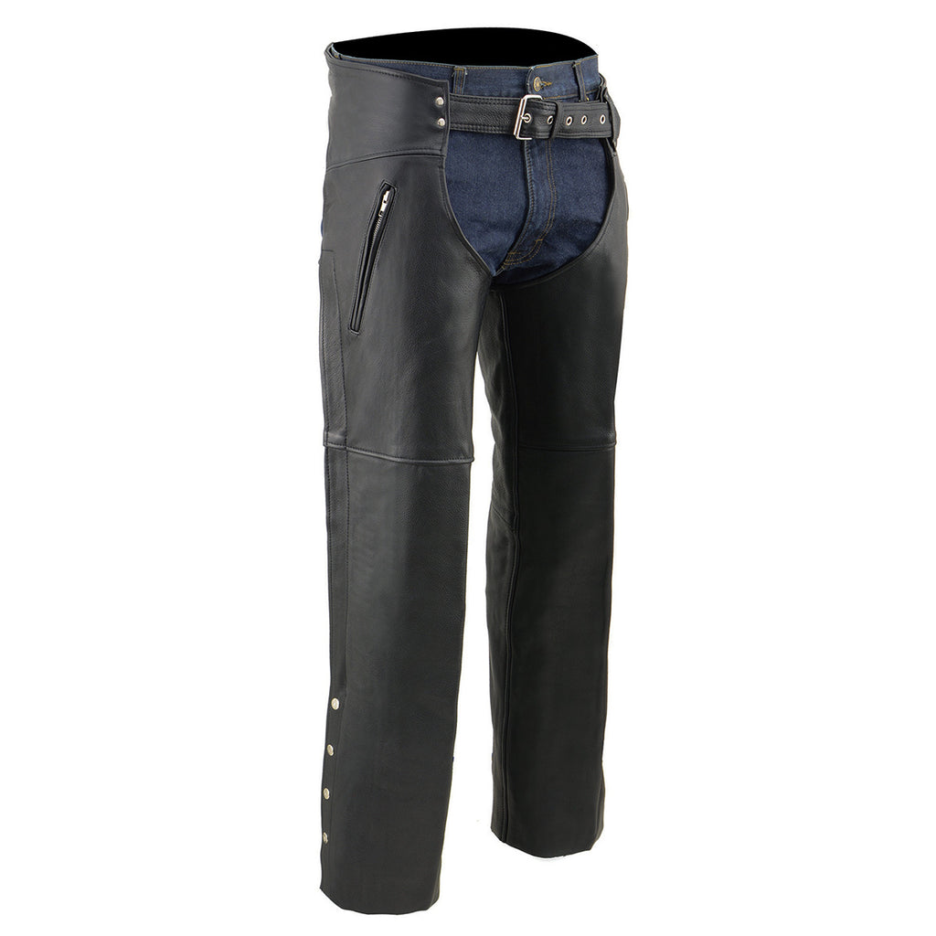 【未使用】MR-S-LEATHER Leather Chaps W30-31 Milwaukee Leather Chaps for Men's Black Prime Leather Zipped Thigh