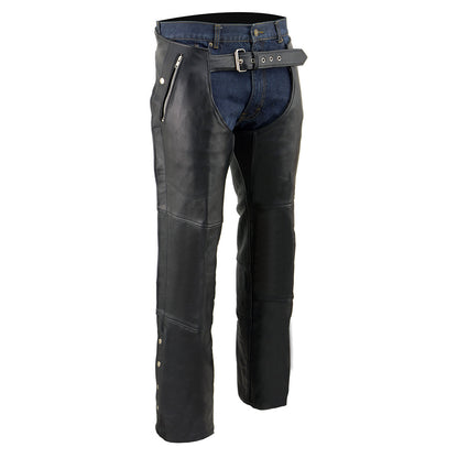 Milwaukee Leather Chaps for Men's Black Leather 4-Pockets - Snap Out Thermal Lined Motorcycle Riders Chap - SH1191C