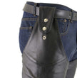 Milwaukee Leather Chaps for Men's Black Leather Belt Less- Adjustable Side Snap Loop Motorcycle Riders Chap- SH1198