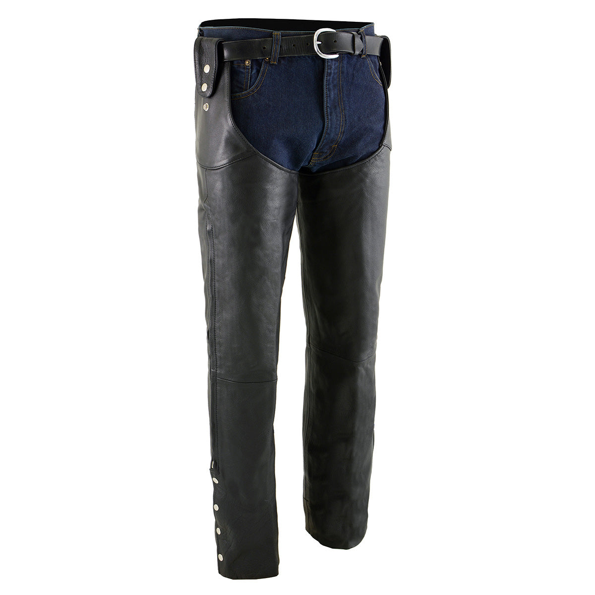 チャップアップ Milwaukee Leather Chaps for Men's Black Leather Belt Less