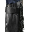 Genuine Leather SH1199FR Women's Black ‘Fringed’ Leather Short Chaps with Conchos with Conchos