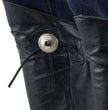 Genuine Leather SH1199FR Women's Black ‘Fringed’ Leather Short Chaps with Conchos with Conchos