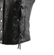 Milwaukee Leather SH1216 Ladies Black Leather Vest with Front Laces