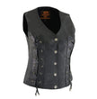 Milwaukee Leather SH1216 Ladies Black Leather Vest with Front Laces