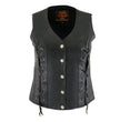 Milwaukee Leather SH1216 Ladies Black Leather Vest with Front Laces