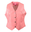 Leather King SH1227 Pink Ladies Classic Leather Four Snap Vest