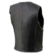 Milwaukee Leather SH1288 Women's Black Leather Deep V-Neck Motorcycle Rider Vest with Side Stretch Panels
