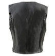 Milwaukee Leather SH1288 Women's Black Leather Deep V-Neck Motorcycle Rider Vest with Side Stretch Panels