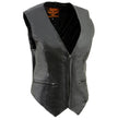 Milwaukee Leather SH1288 Women's Black Leather Deep V-Neck Motorcycle Rider Vest with Side Stretch Panels