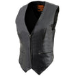 Milwaukee Leather SH1288 Women's Black Leather Deep V-Neck Motorcycle Rider Vest with Side Stretch Panels