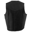 Milwaukee Leather SH1310 Men's Black Leather Classic V-Neck Motorcycle Rider Vest w/ Front Snap Button Closure