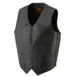 Milwaukee Leather SH1310 Men's Black Leather Classic V-Neck Motorcycle Rider Vest w/ Front Snap Button Closure