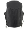 Milwaukee Leather SH131578 Men's Black Leather Classic V-Neck Motorcycle Leather Vest w/ Side Lace